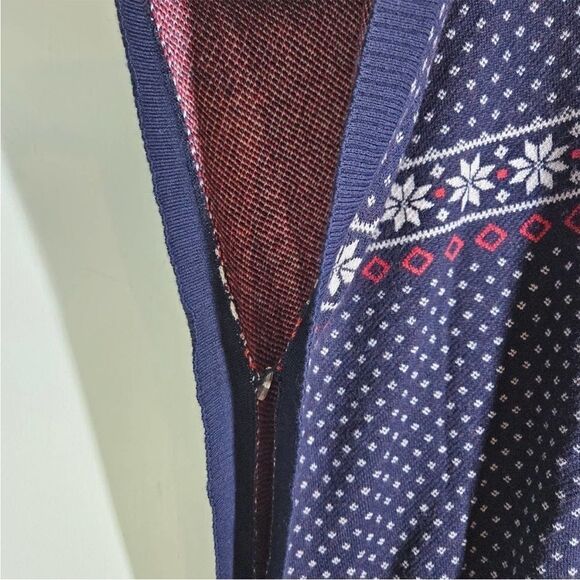 Draper JamesNassau Navy Multi Knit Sweater Fairsle Cape NWT size L - Picture 7 of 11